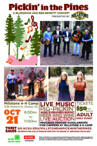 Cover photo for Pickin’ in the Pines – A Bluegrass & BBQ Benefit Concert for Millstone 4H Camp