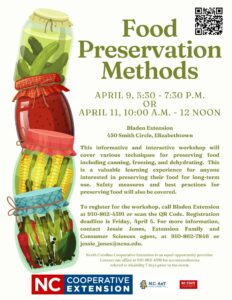 Flier for food preservation methods workshop